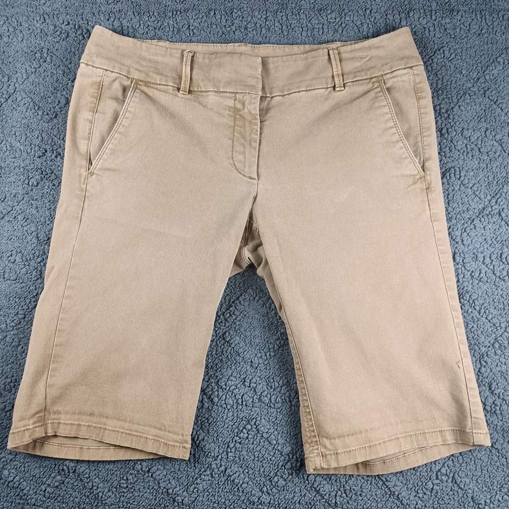 Loft Womens Tan Khaki Bermuda Chino Shorts Size 6 Stretch Cotton Mid Rise Casual